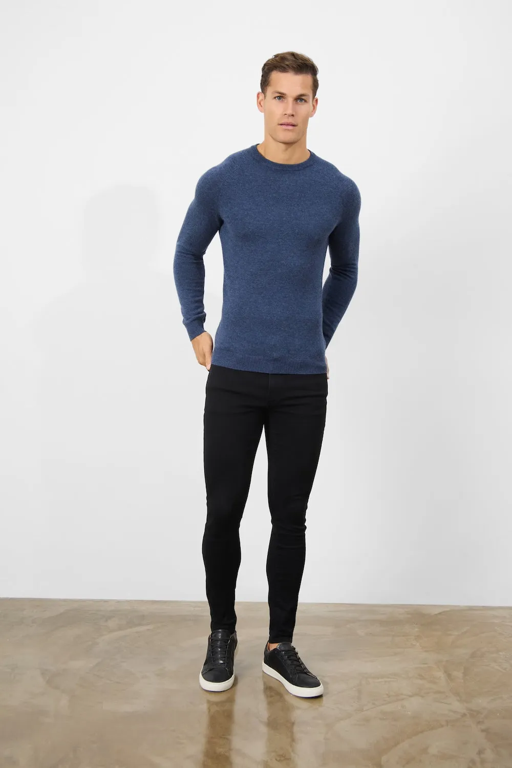 Cashmere Blend Crew Neck in Navy