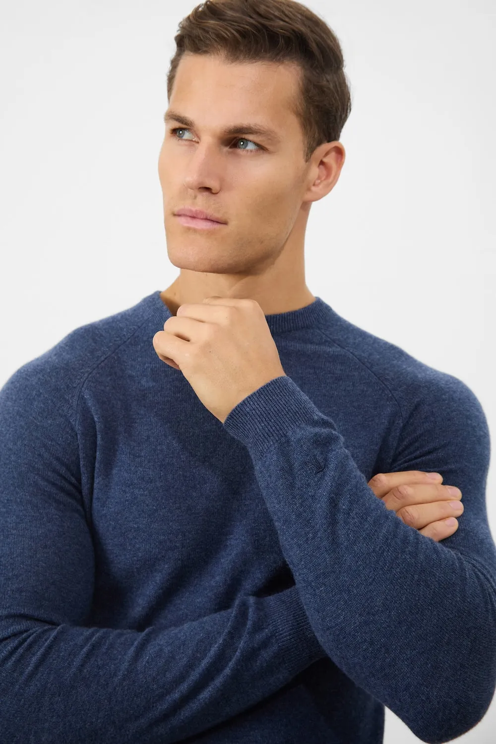 Cashmere Blend Crew Neck in Navy