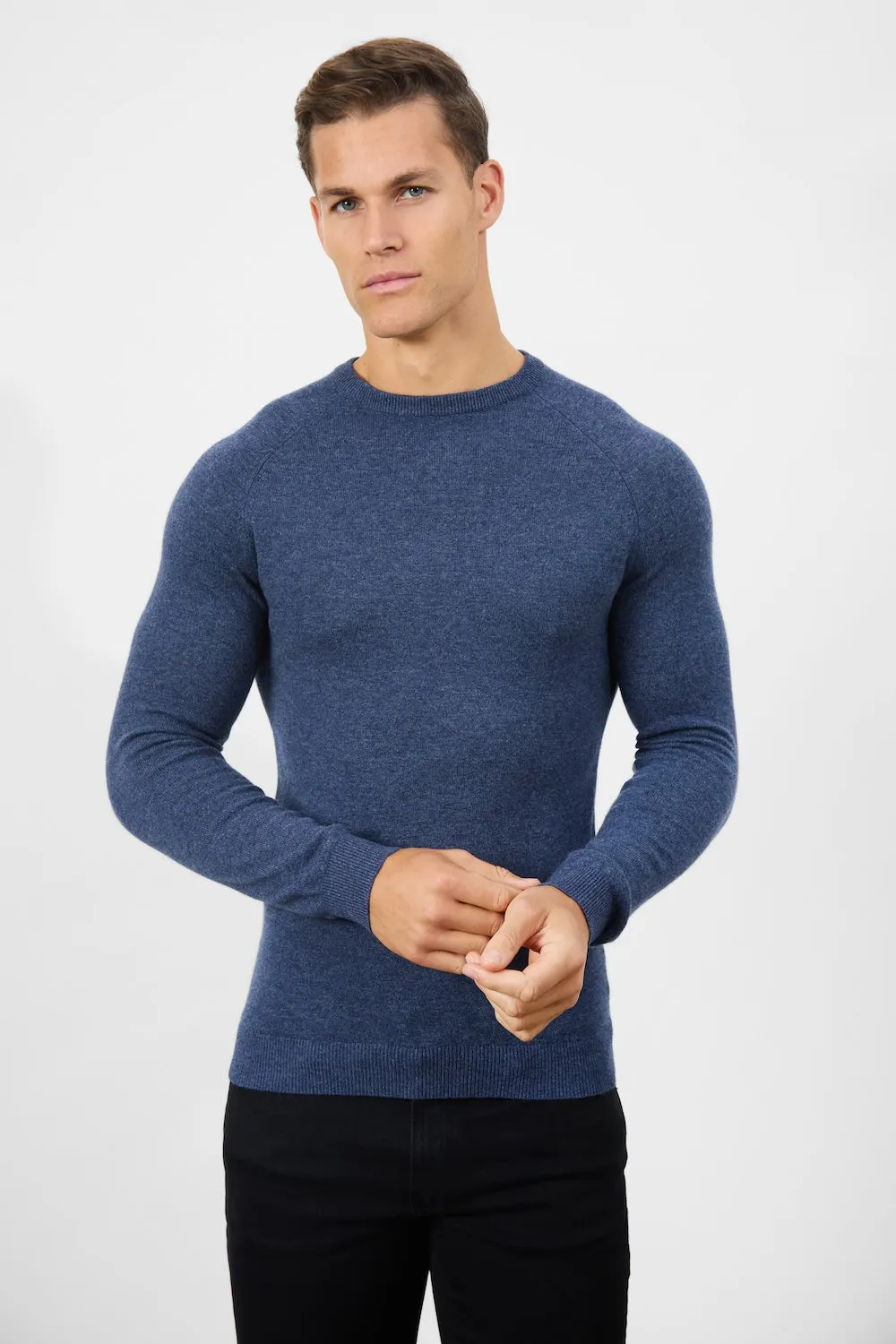 Cashmere Blend Crew Neck in Navy