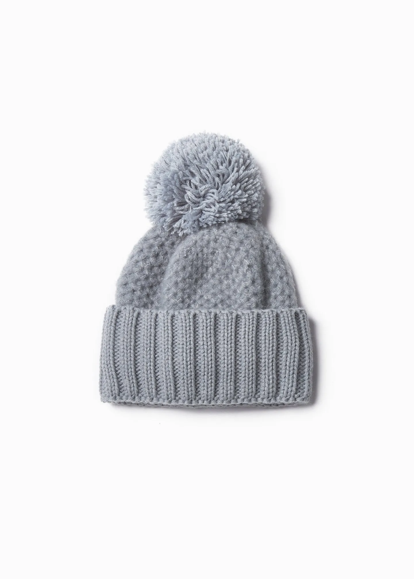 Cashmere Blended Chunky Knit Hat with Pom Pom