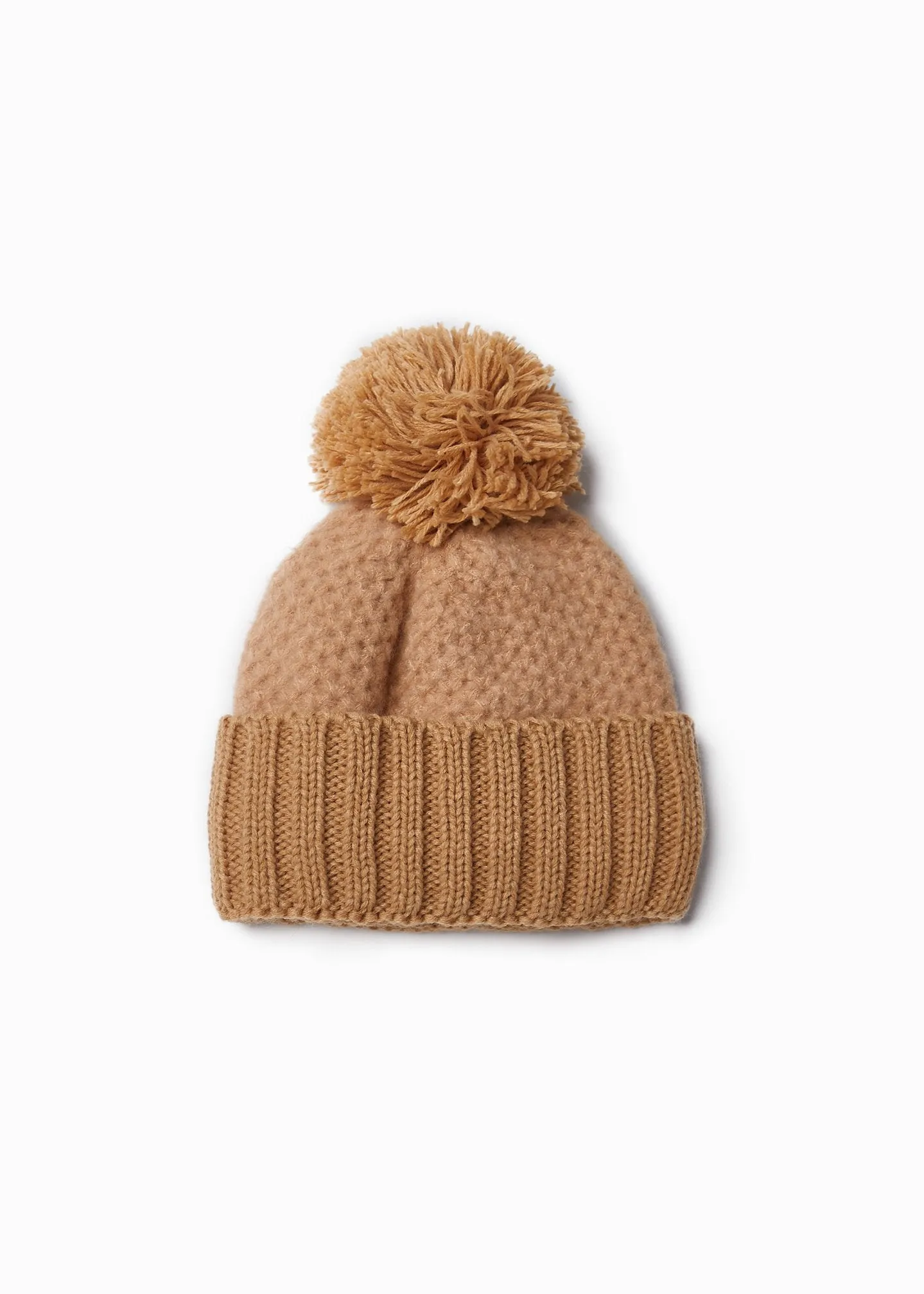 Cashmere Blended Chunky Knit Hat with Pom Pom