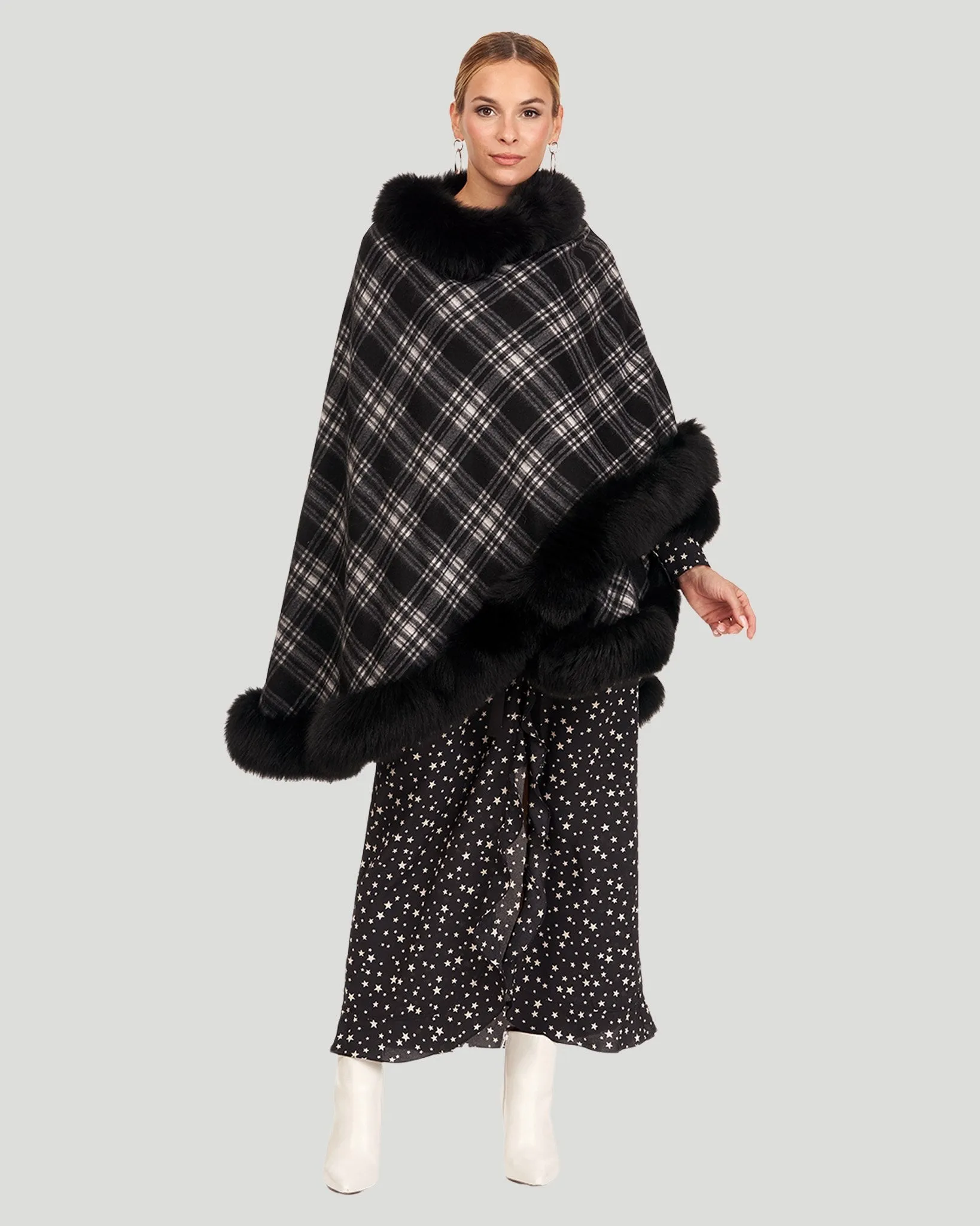 Cashmere Cape with Fox Trim