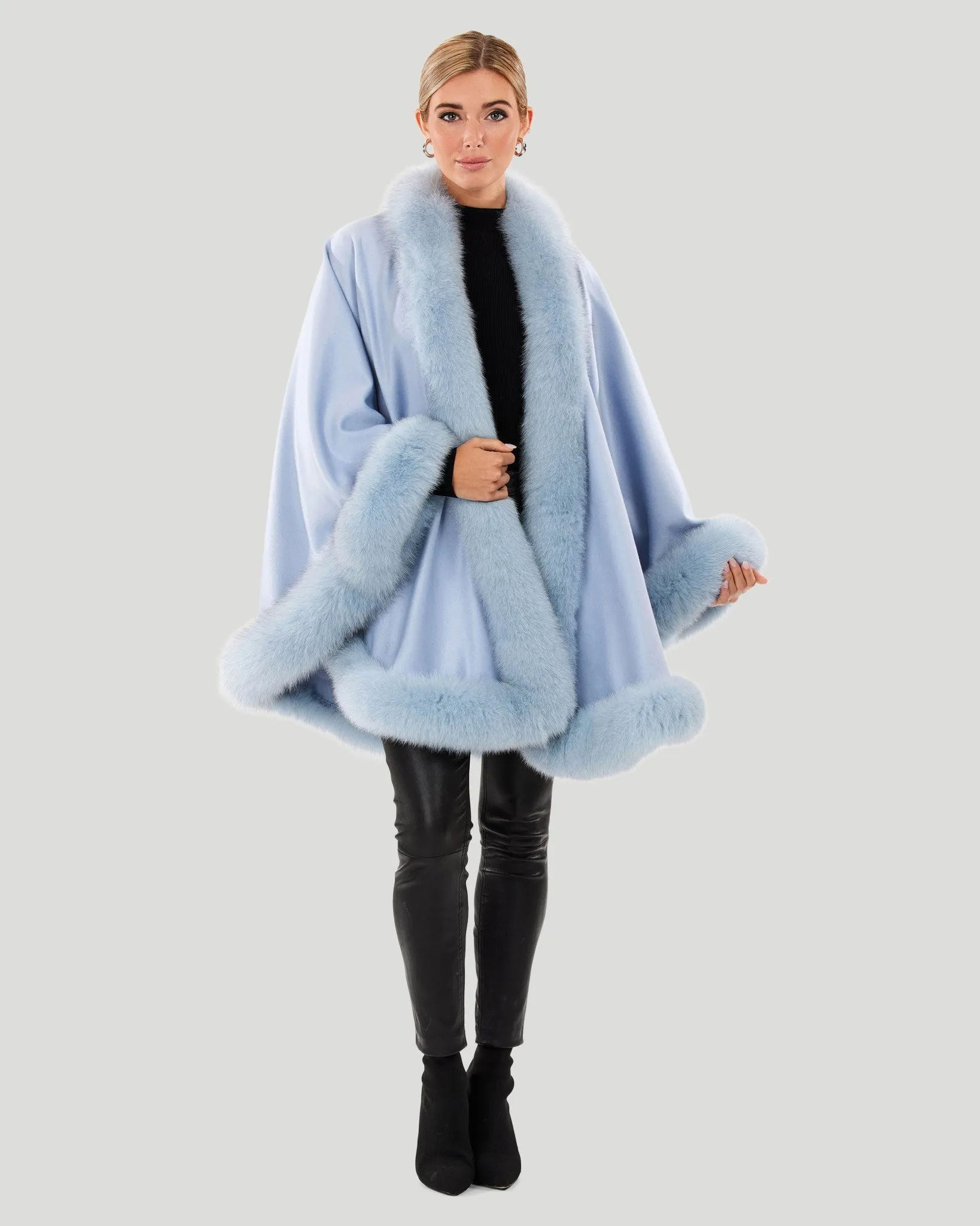 Cashmere Cape with Fox Trim