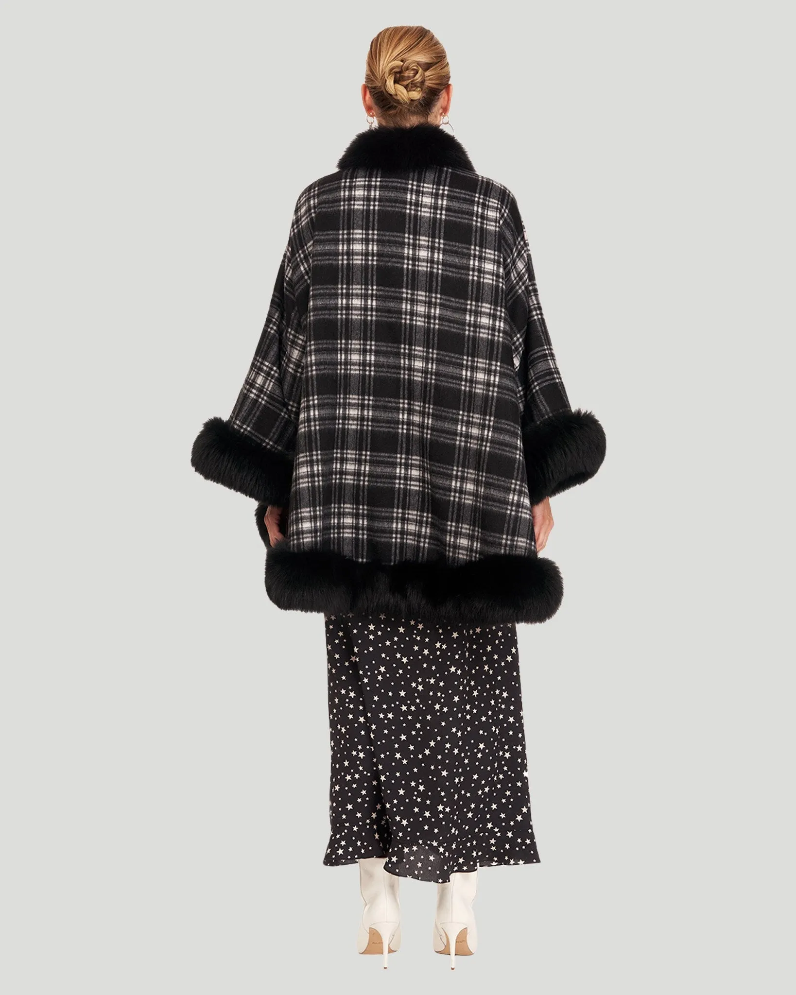 Cashmere Cape with Fox Trim