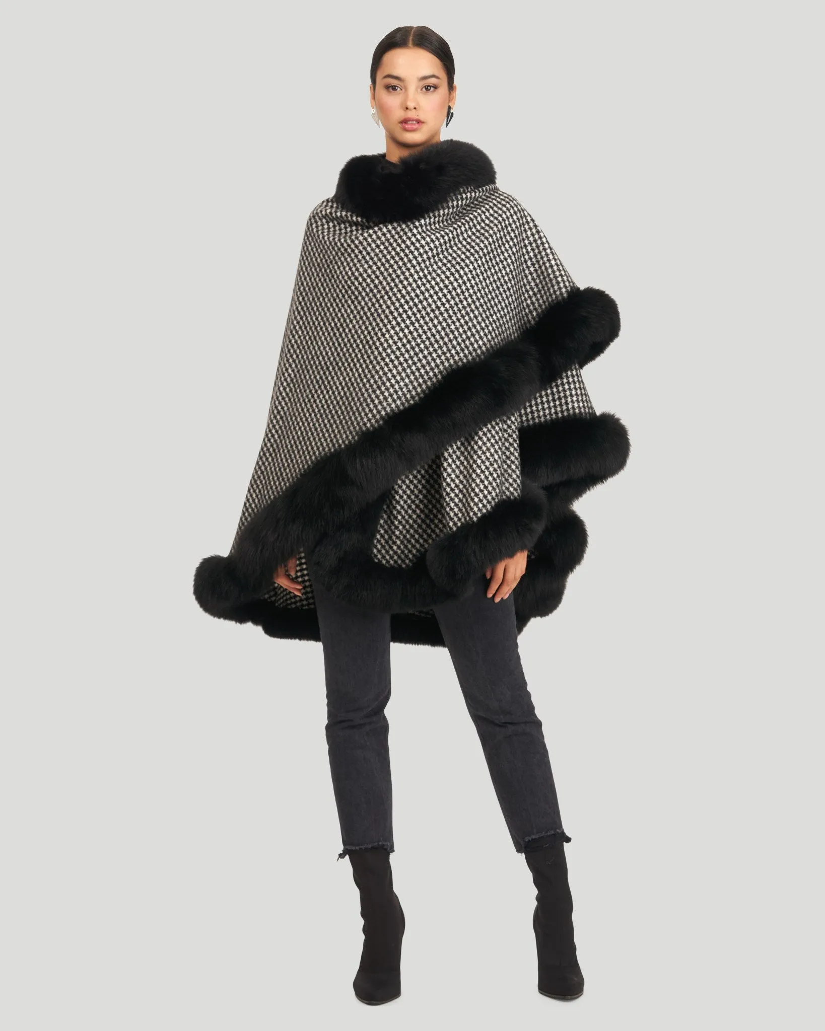 Cashmere Cape with Fox Trim