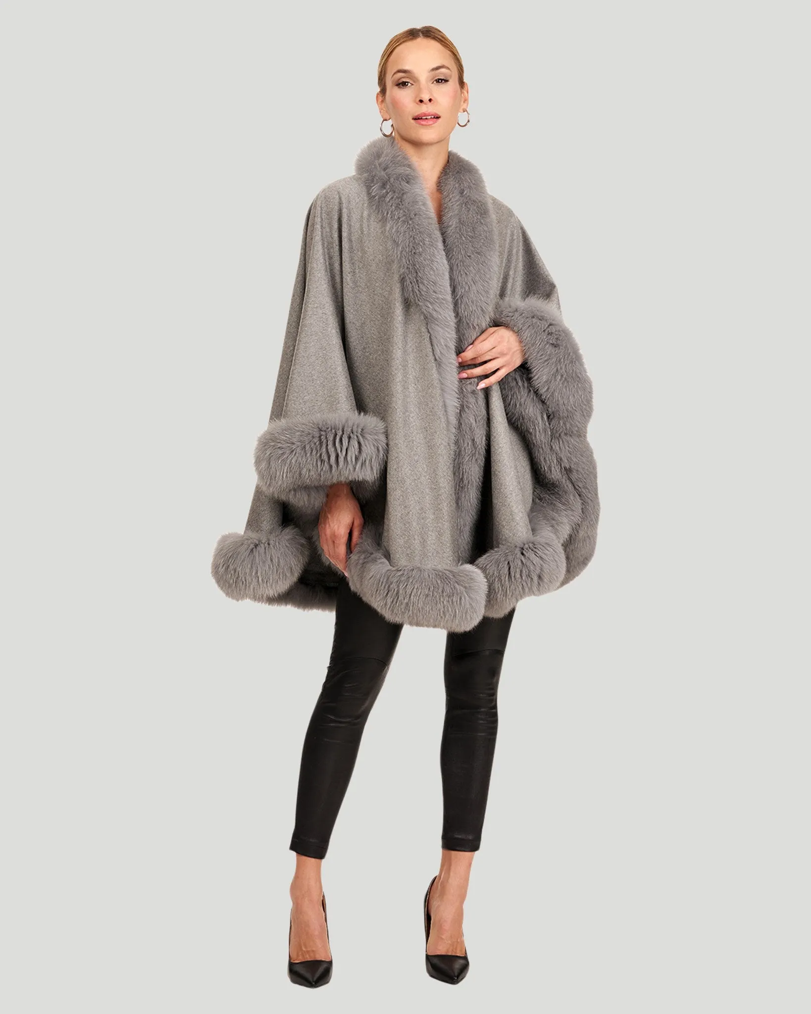 Cashmere Cape with Fox Trim