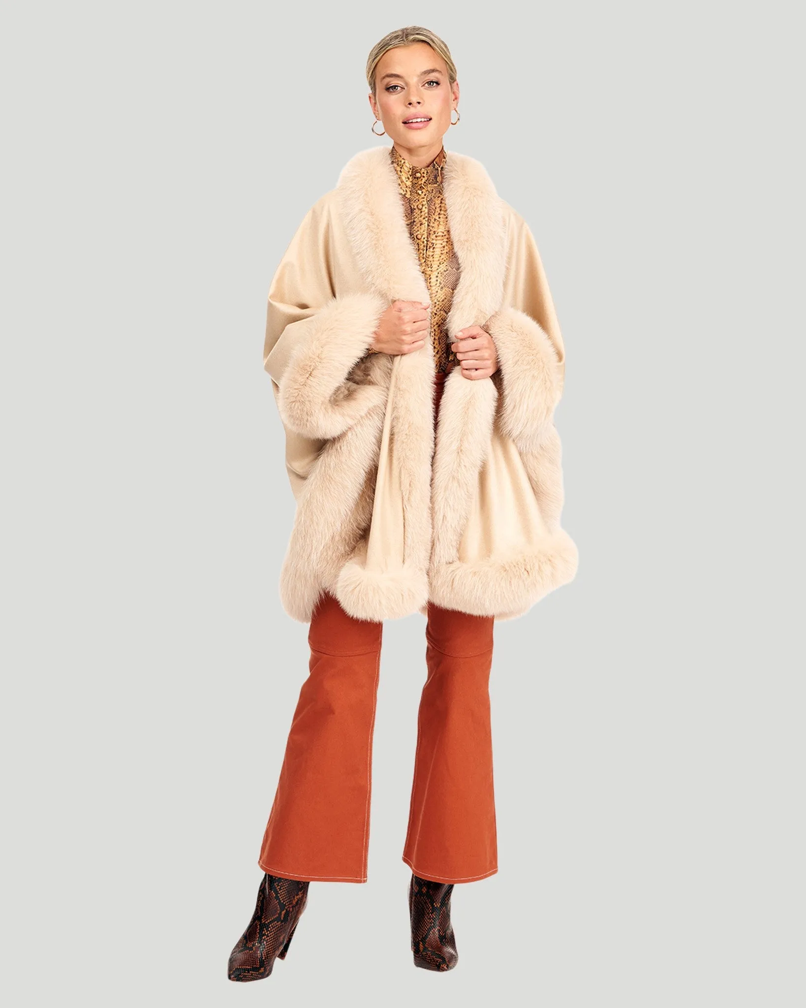 Cashmere Cape with Fox Trim