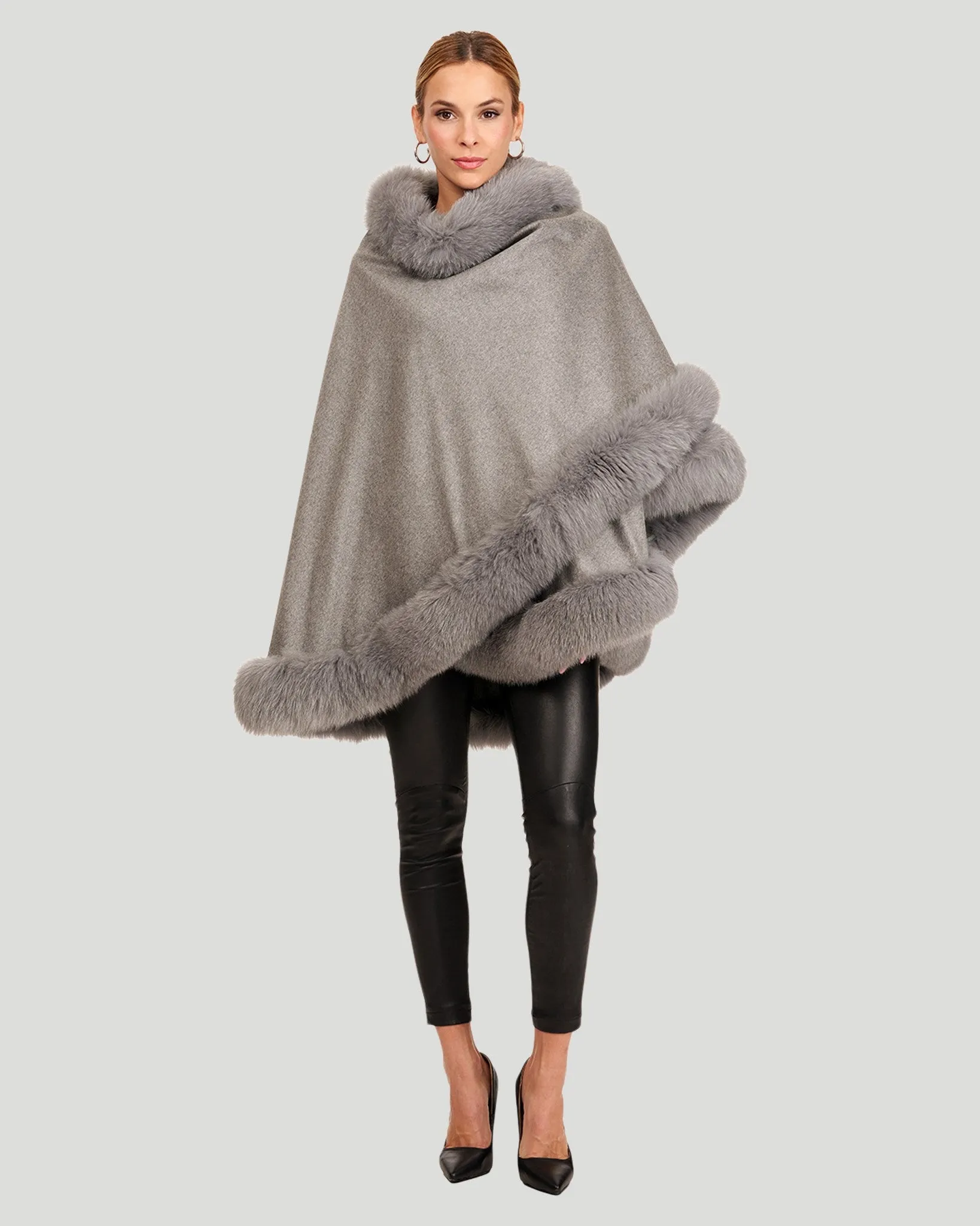 Cashmere Cape with Fox Trim