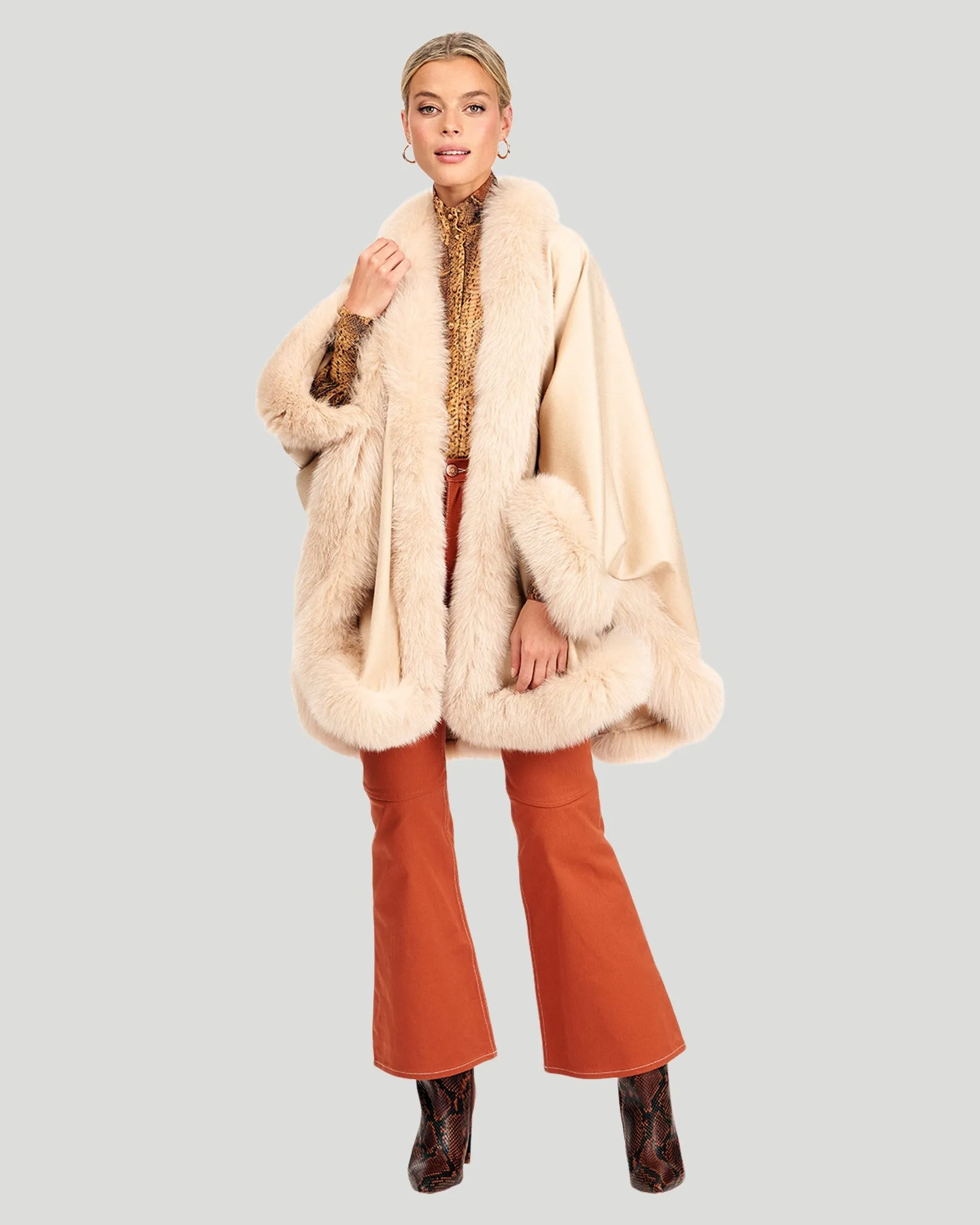 Cashmere Cape with Fox Trim