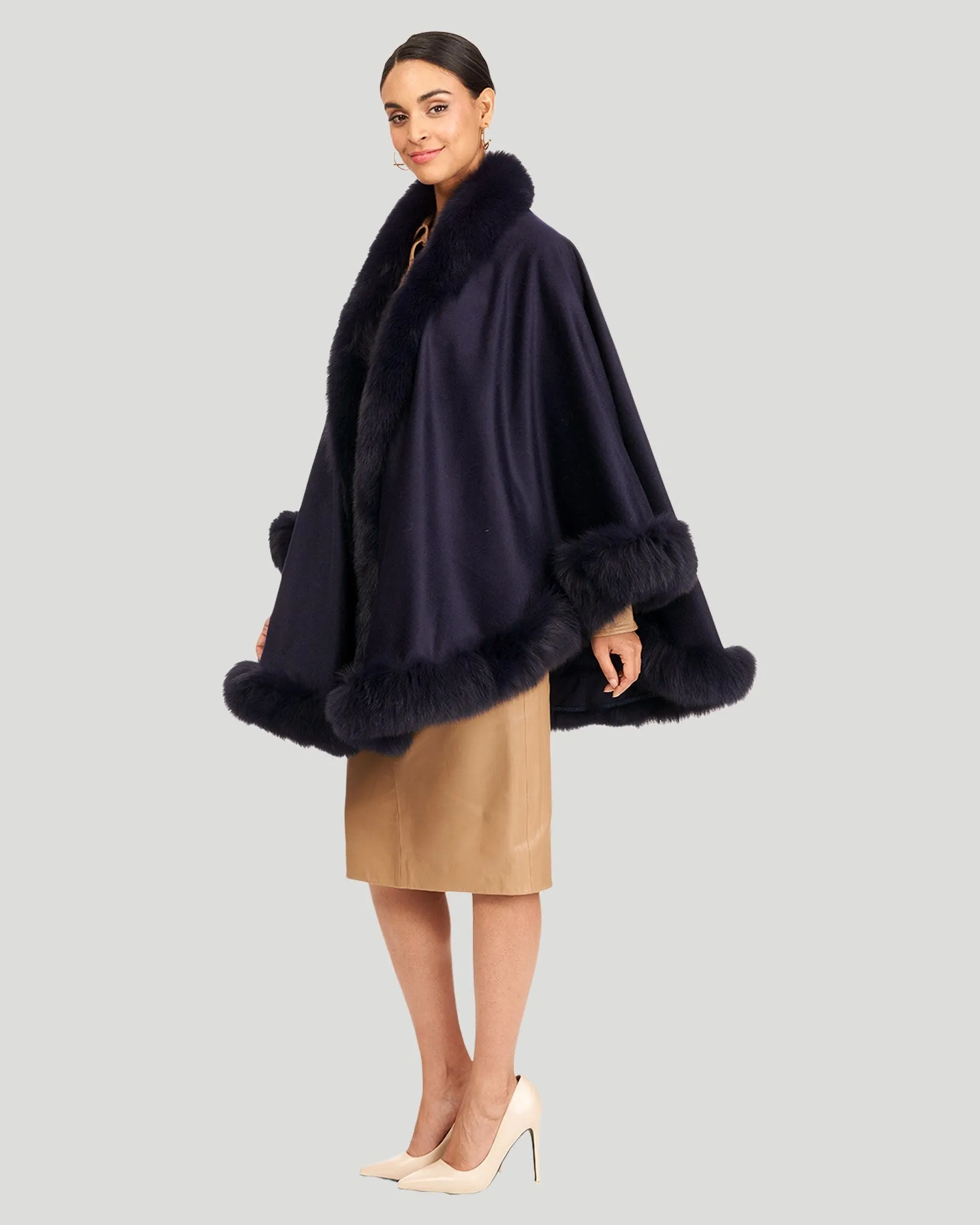 Cashmere Cape with Fox Trim