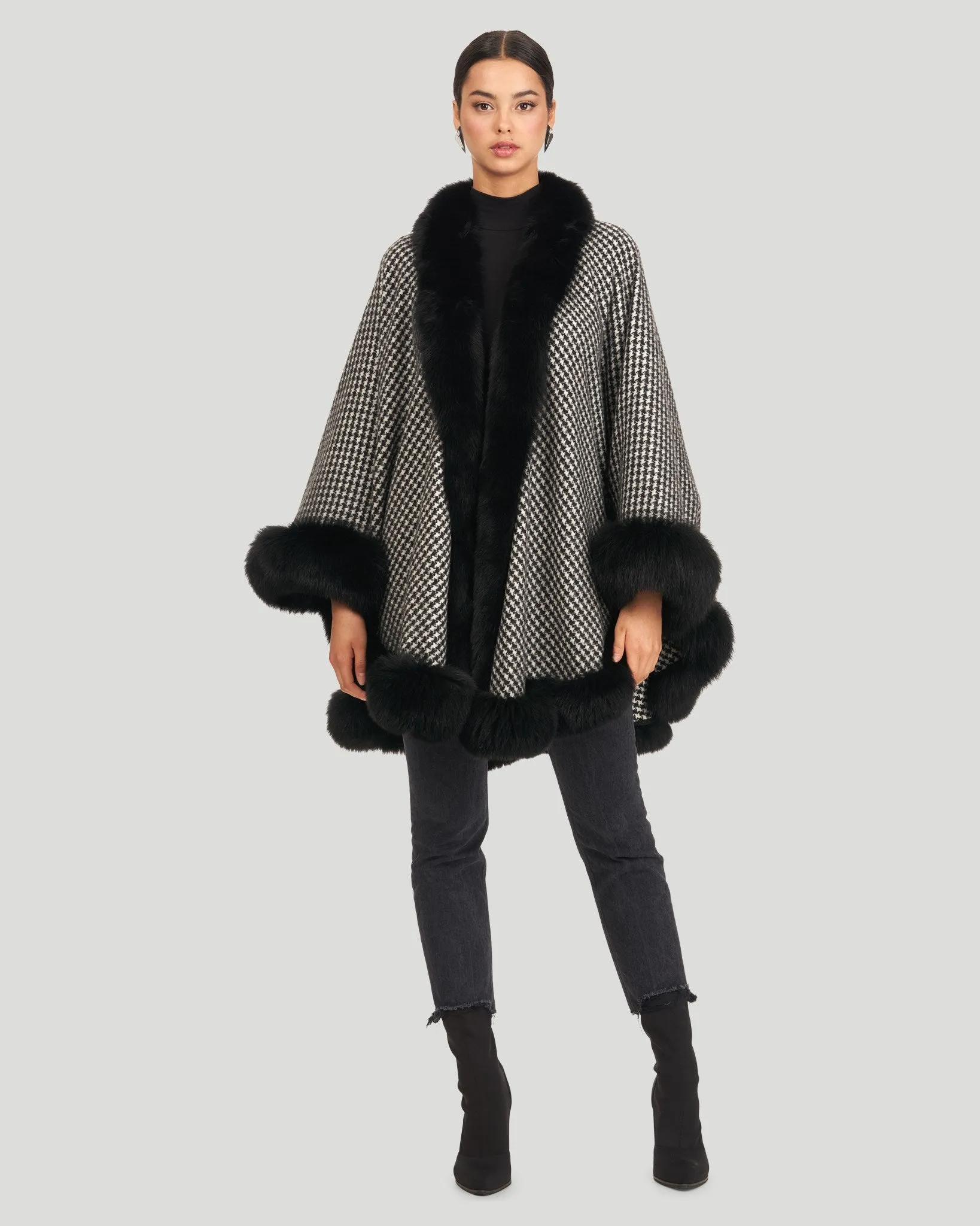 Cashmere Cape with Fox Trim