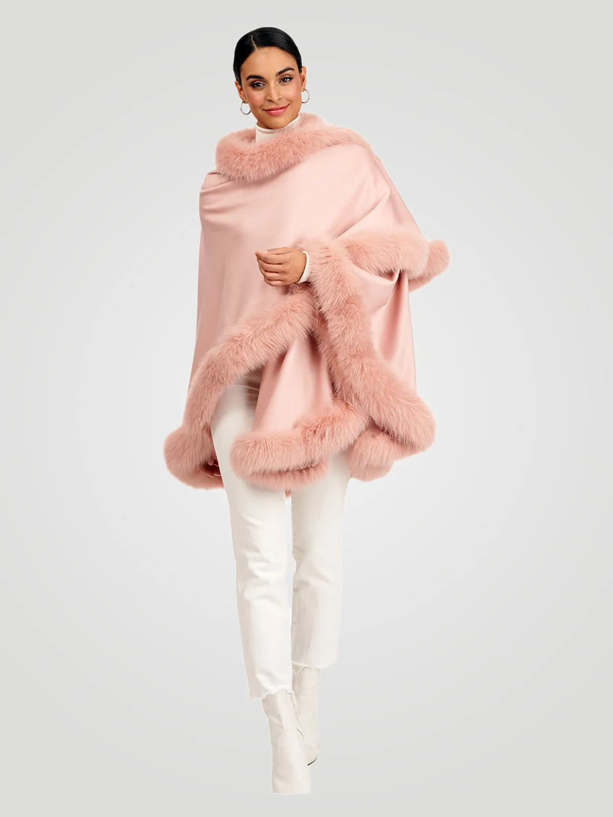 Cashmere Cape with Fox Trim