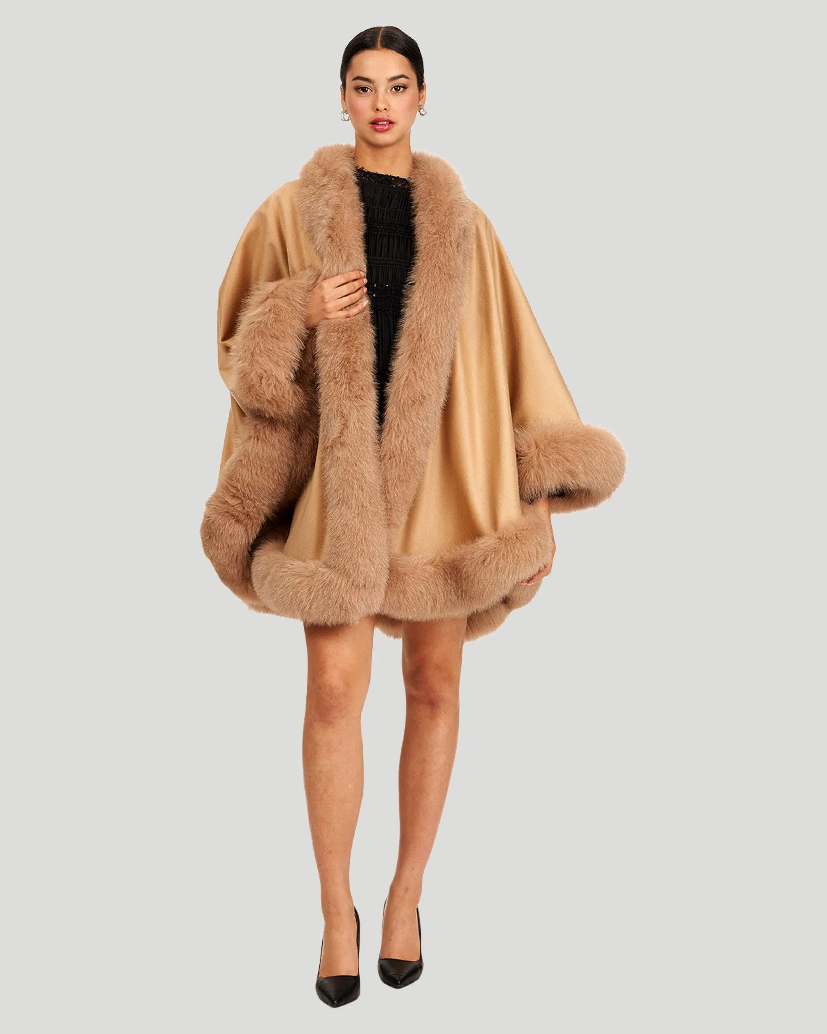 Cashmere Cape with Fox Trim