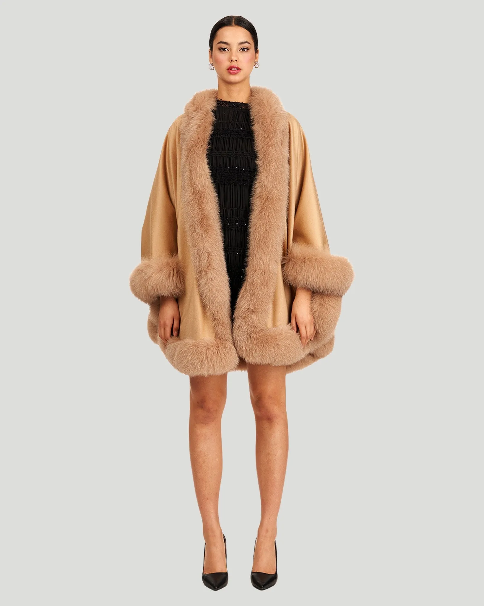 Cashmere Cape with Fox Trim