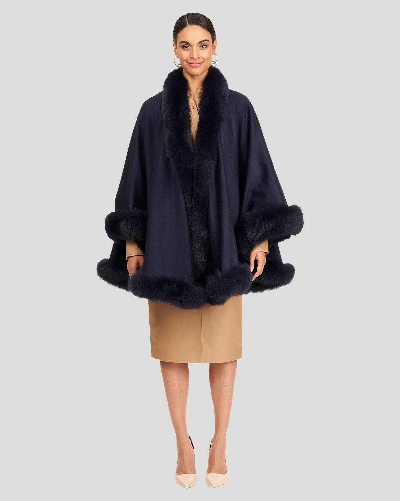 Cashmere Cape with Fox Trim