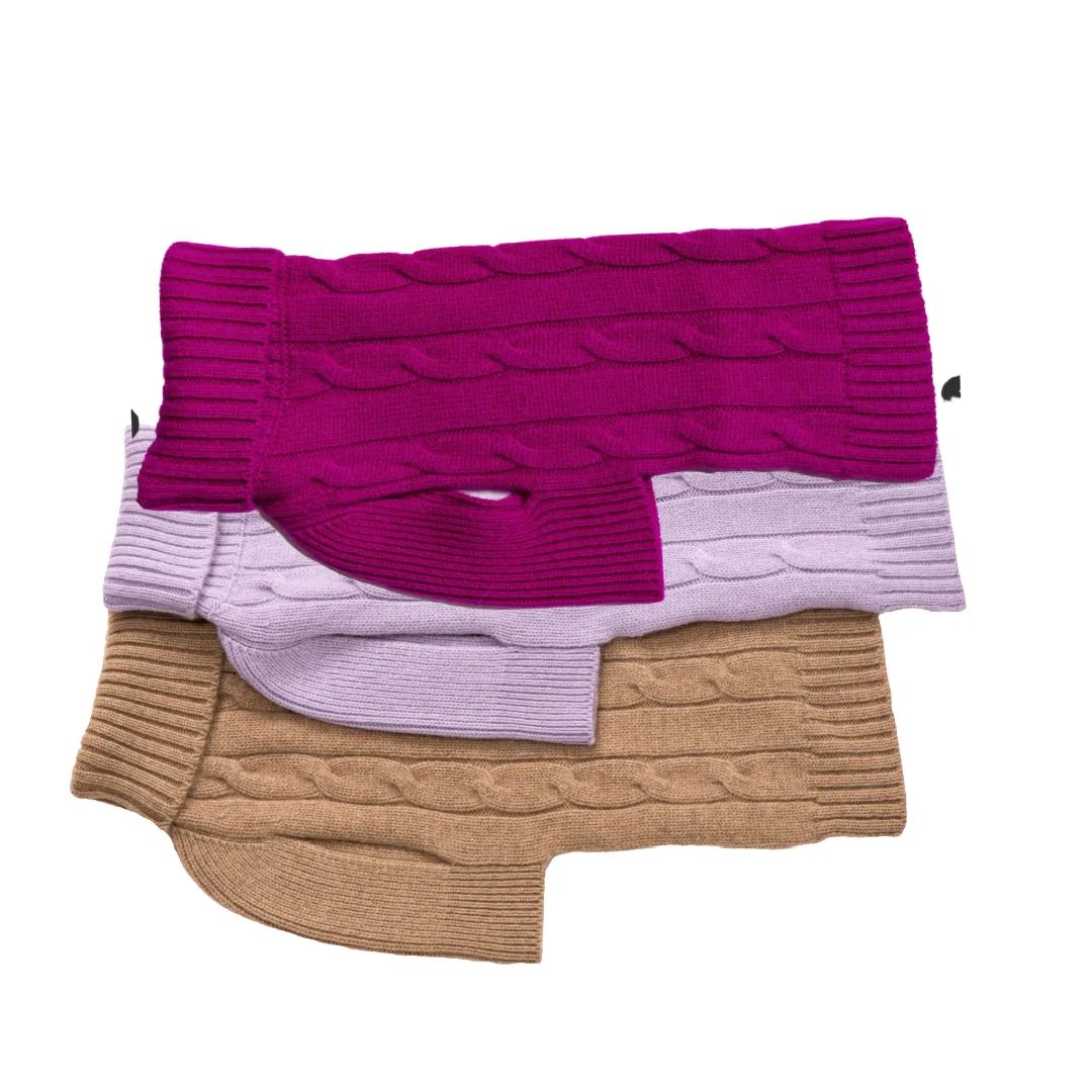 Cashmere Dog Solid Sweater - Lavender, Oatmeal & Fuschia