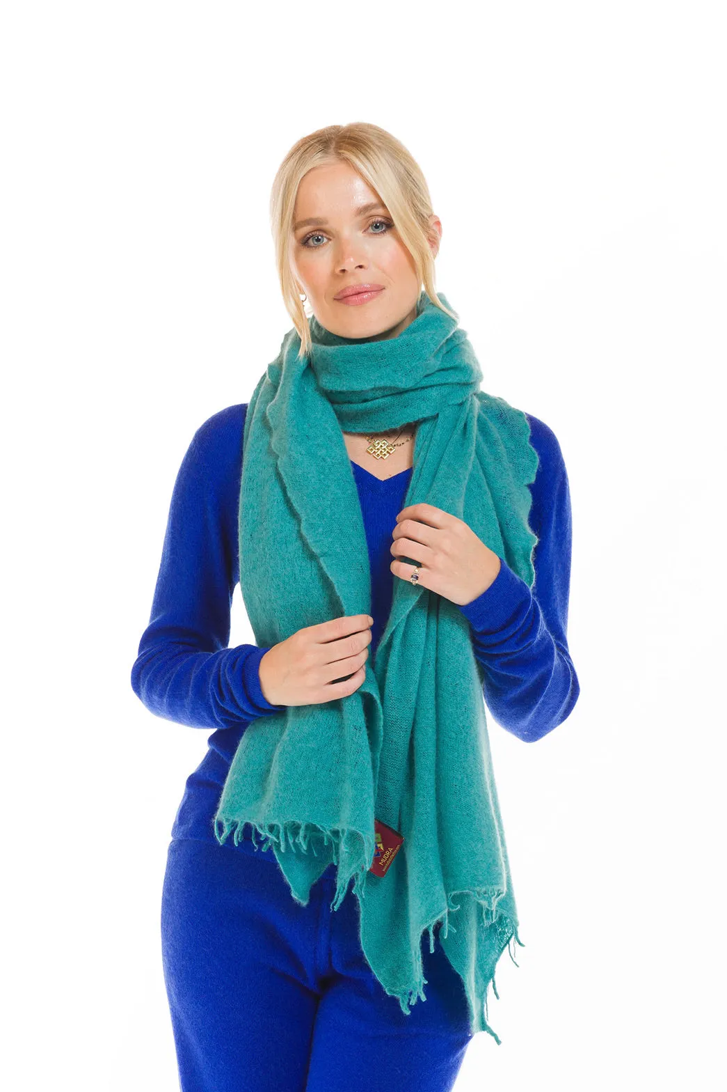 CASHMERE FELTED SCARF AQUA