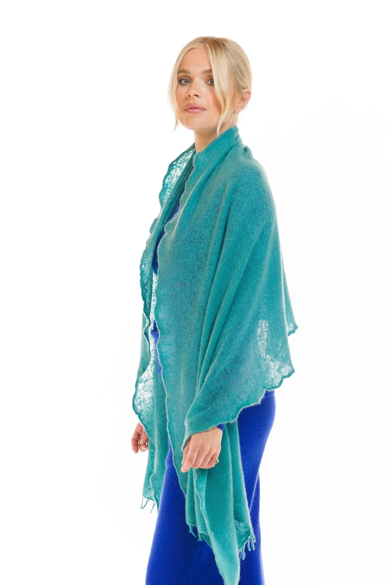 CASHMERE FELTED SCARF AQUA