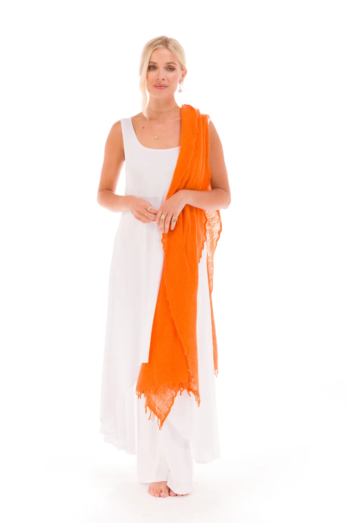 CASHMERE FELTED SCARF ORANGE