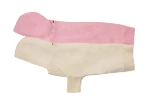 Cashmere Hooded Dog Sweater - Pink and Winter White