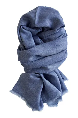 Cashmere scarf in 100% exclusive fine kashmir wool - blue