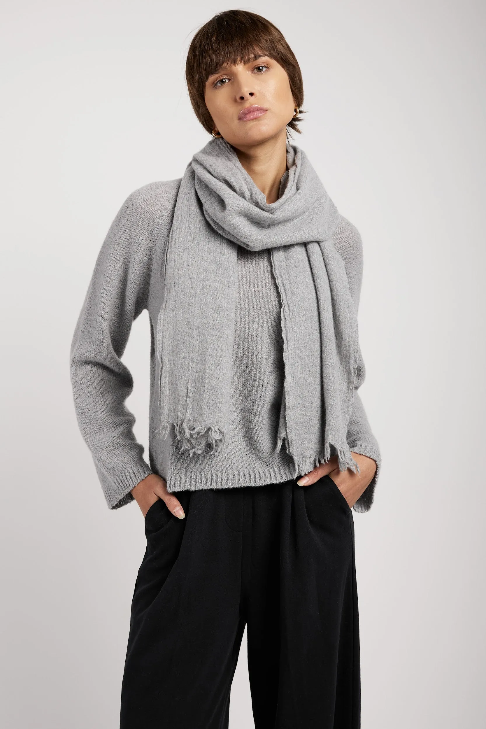 Cashmere Scarf in Heather Grey