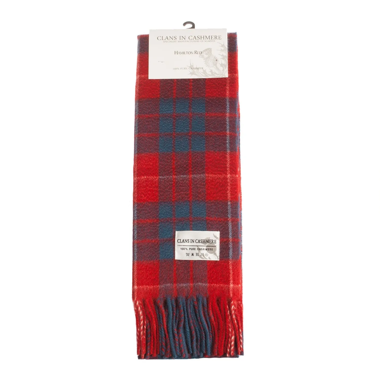 Cashmere Scottish Tartan Clan Scarf  Hamilton Red