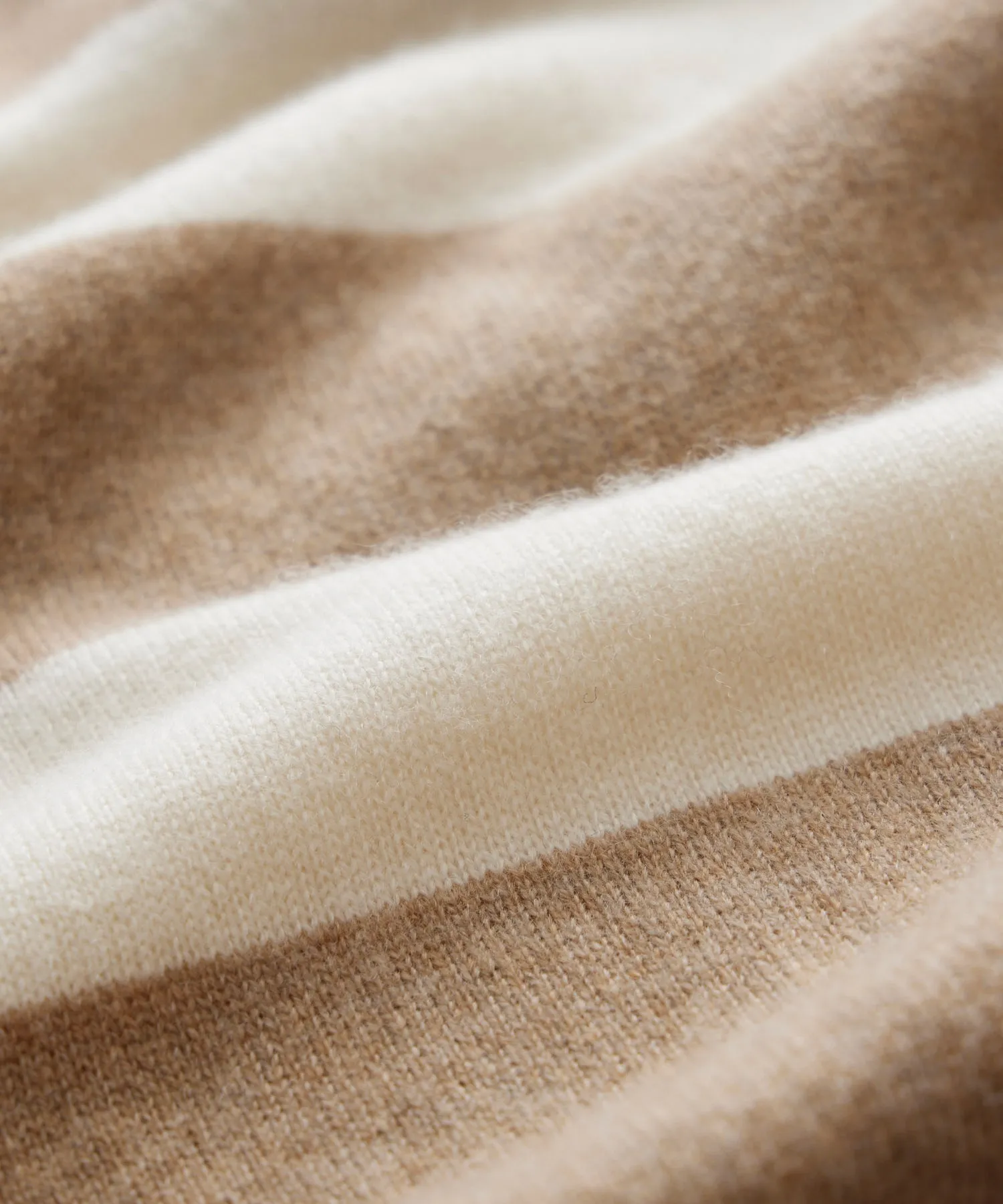 Cashmere Stripe Sweatshirt in Camel