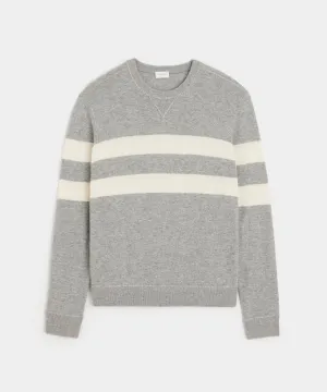 Cashmere Stripe Sweatshirt in Heather Grey