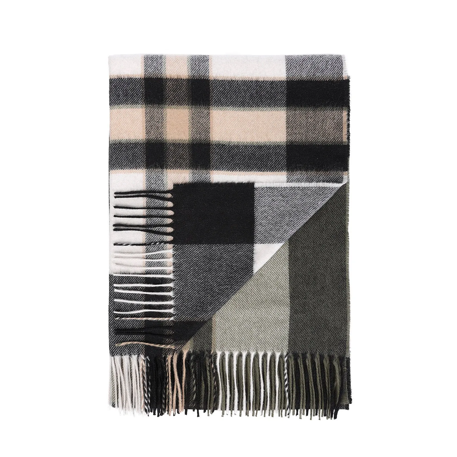 Cashmere Tartan  Stole Amplified Thomson Olive