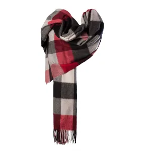 Cashmere Tartan  Stole Cubes Red