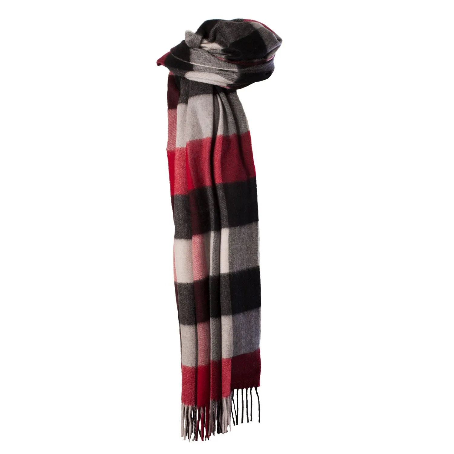 Cashmere Tartan  Stole Cubes Red