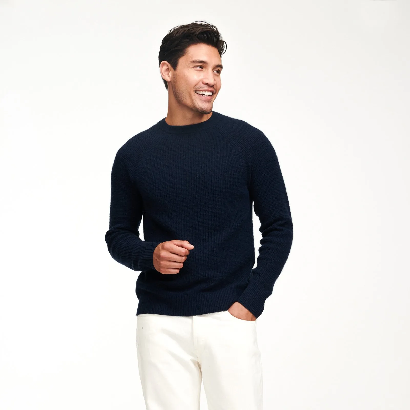 Cashmere Waffle Crewneck Sweater