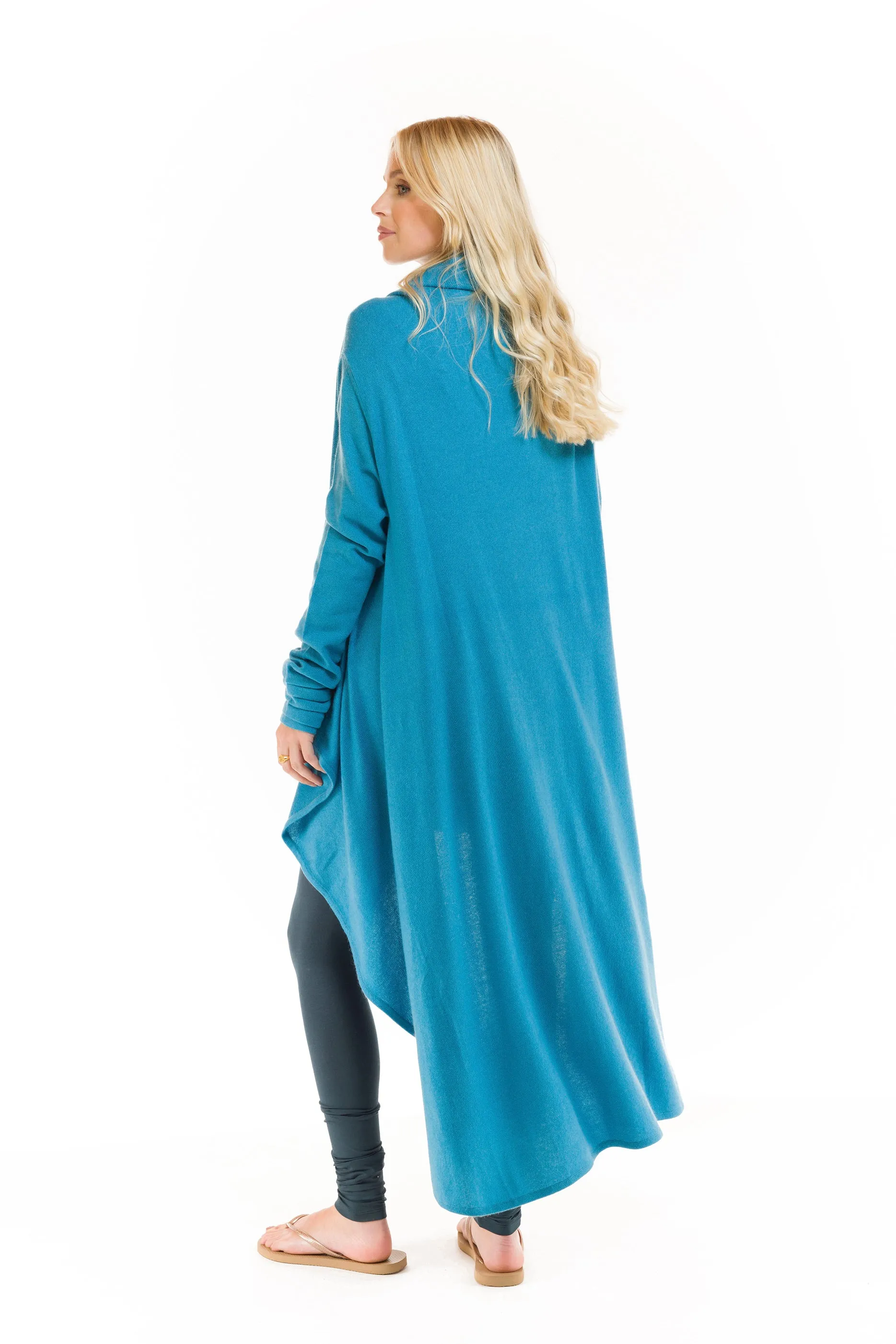 CASHMERE WATERFALL JACKET TURQUOISE