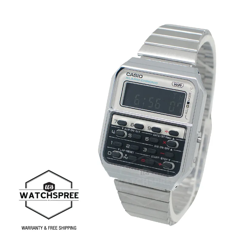 Casio Digital Vintage Heritage Colours ƒ?????70s CQ-1 Design Dual Time Calculator Stainless Steel Band Watch CA500WE-7B CA-500WE-7B