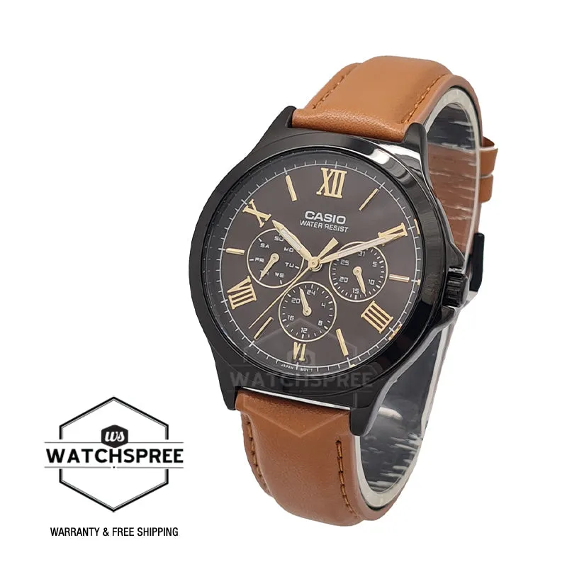 Casio Men's Analog Multi Hands Brown Leather Strap Watch MTPV300BL-5A MTP-V300BL-5A