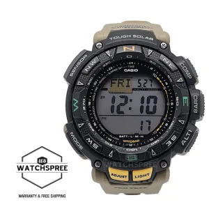 Casio Pro Trek Triple Sensor Tough Solar Dual-Layer LCD Sand Beige Resin Band Watch PRG240-5D PRG-240-5D PRG-240-5