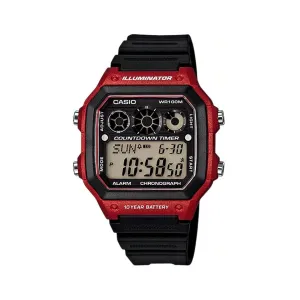 Casio Sports Unisex Digital Black and Red AE1300WH-4A