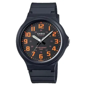 Casio Unisex Black and Orange Analogue MW240-4B/MW-240-4BV