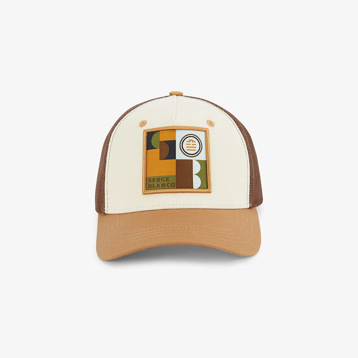 Casquette trucker bronze badge géométrique