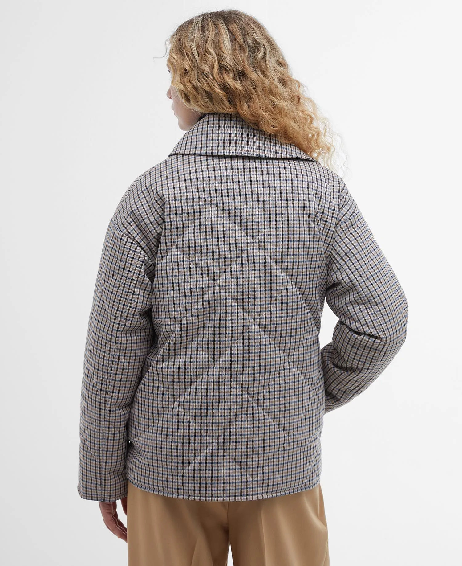 Cassidie Check Quilted Jacket - Sky Micro Check