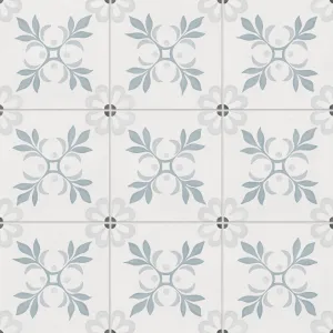 Cassidy 9x9 Matte Porcelain Tile in Blue Bouquet