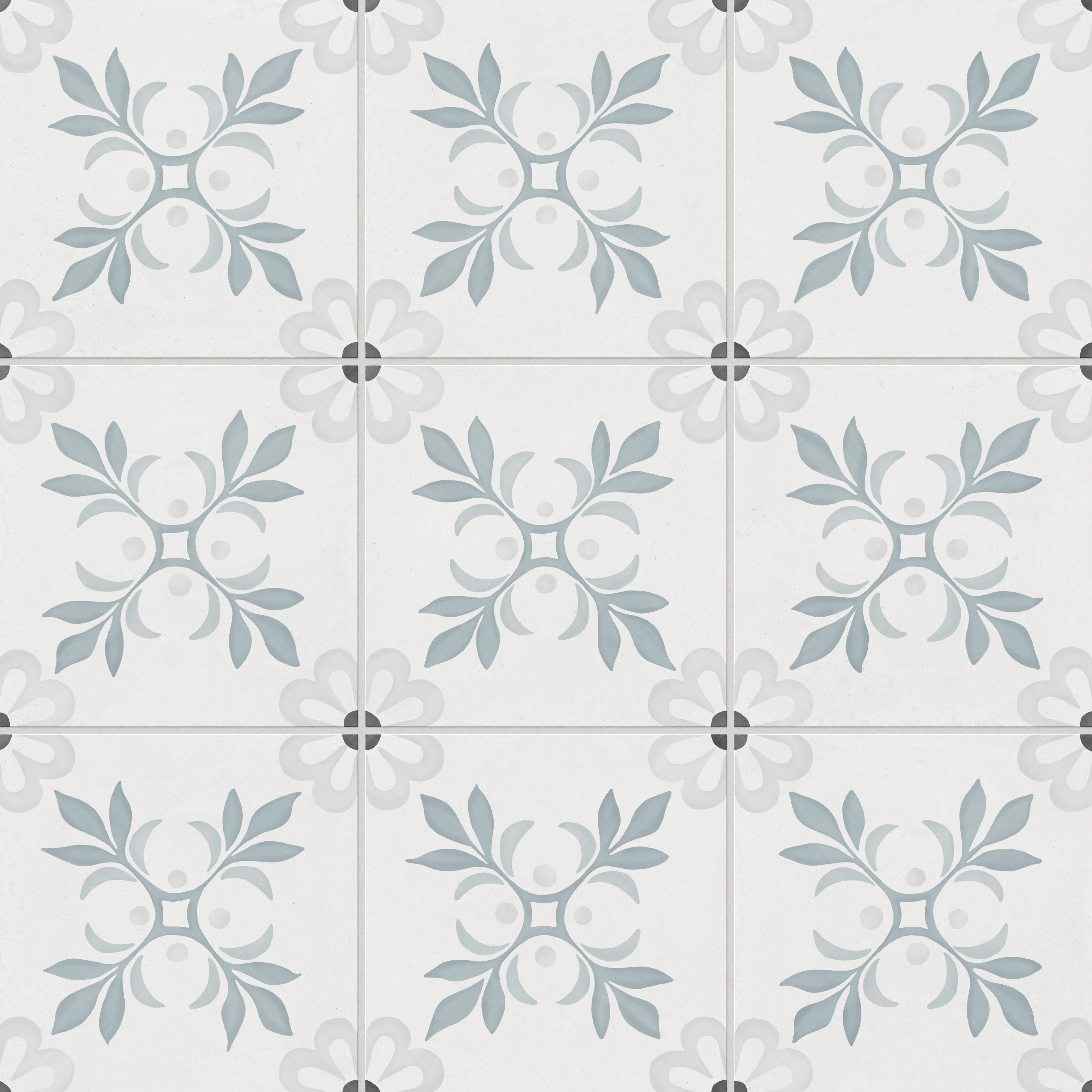 Cassidy 9x9 Matte Porcelain Tile in Blue Bouquet