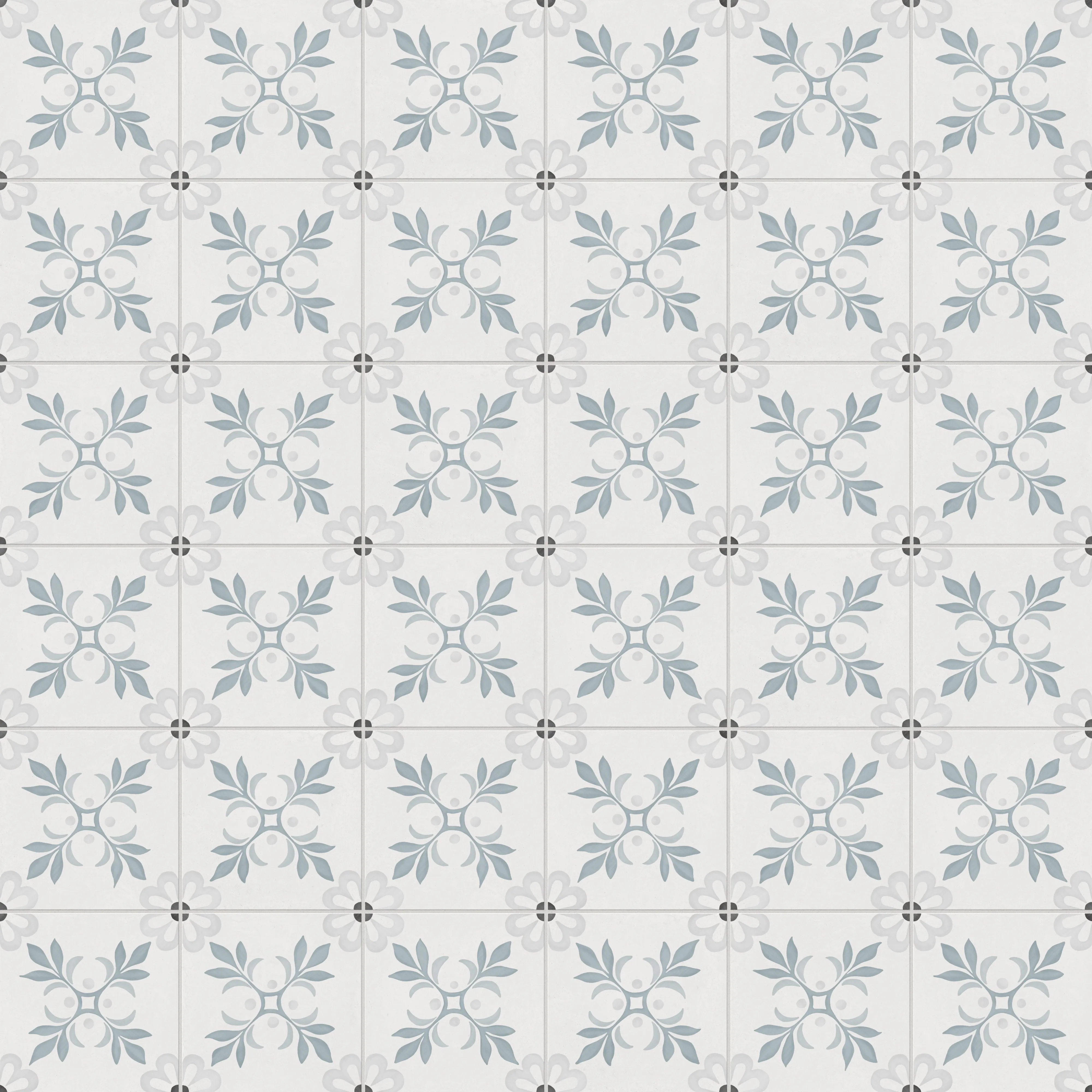 Cassidy 9x9 Matte Porcelain Tile in Blue Bouquet