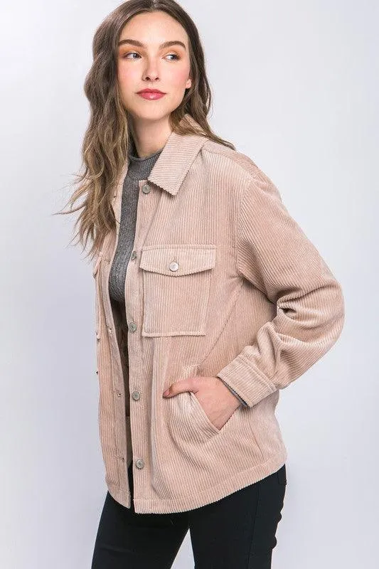 Cassidy Corduroy Button Down Jacket With Pockets