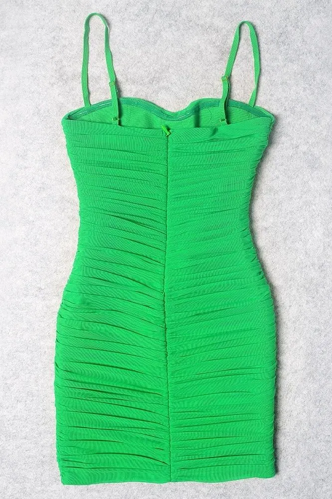 Cassie Bodycon Wrap Mini Dress - Emerald Green