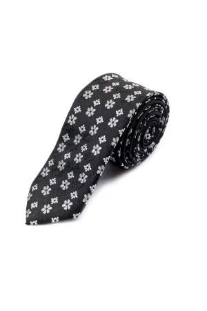 Casual 2.5-inch Black Slim Vertical Floral Tie