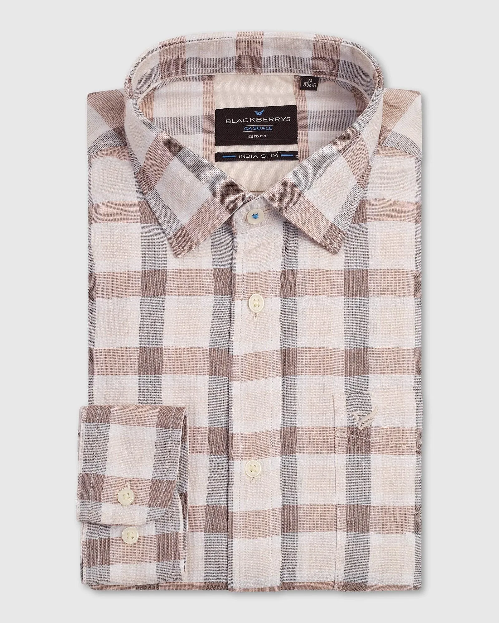 Casual Beige Check Shirt - Autumn