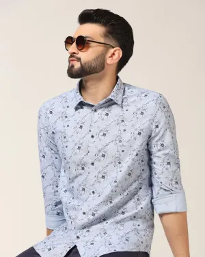 Casual Blue Printed Shirt - Alexis