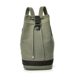 Casual Canvas Backpack Bucket Bag Computer Rucksack Travel Hiking Hand Bag, Size: Large Army Green